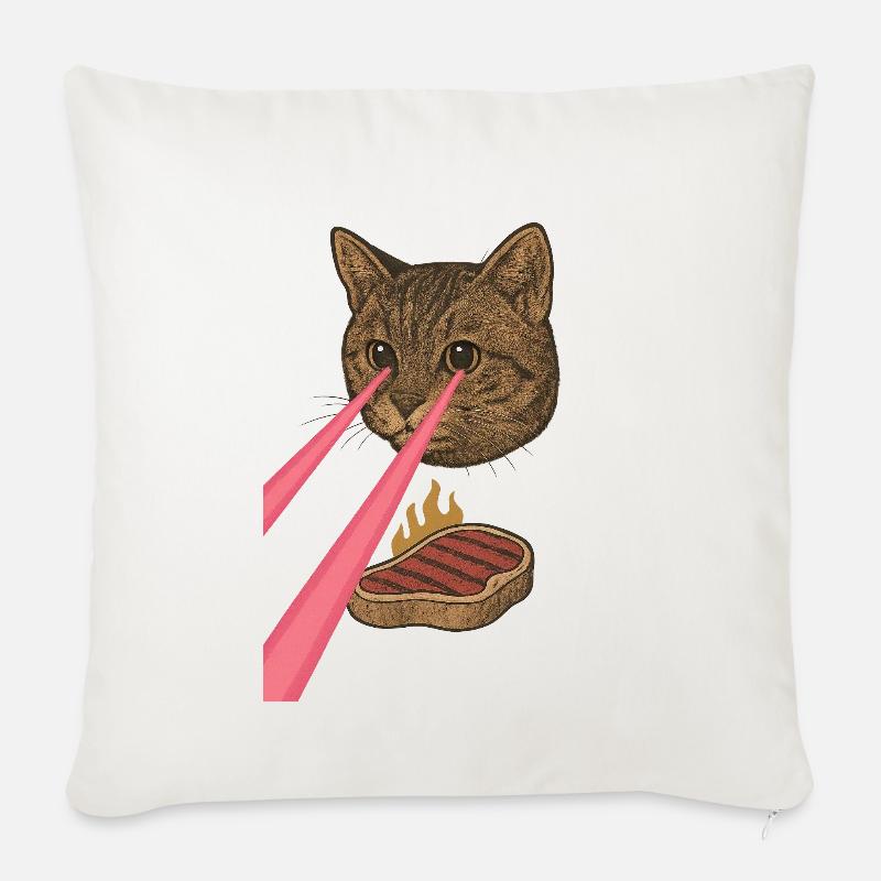 Laser Katze - Sofakissenbezug 45 x 45 cm - Naturweiß 