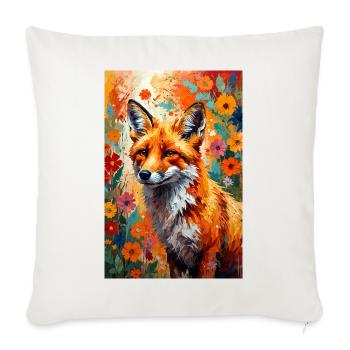 Fox flowers abstract fox lover gift - Sofa pillowcase 17,3'' x 17,3'' (45 x 45 cm) - natural white - Front