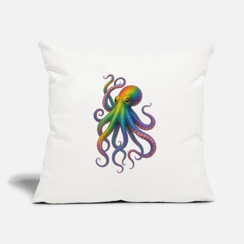 Conception colorée de pieuvre arc-en-ciel Housse de coussin décorative 45 x 45 cm
