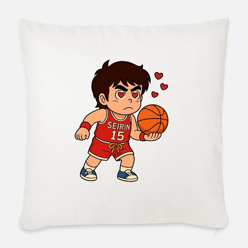 Giocatore_di_basket_con_cuore - Sofakissenbezug 45 x 45 cm - Naturweiß 