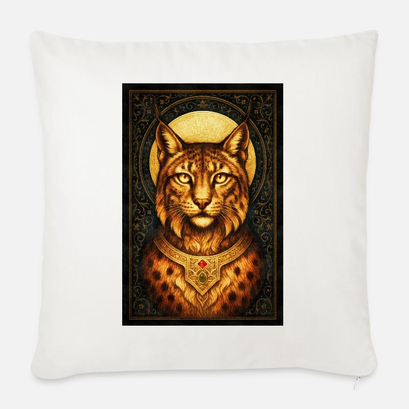 Königlicher Luchs mit goldenem Diadem - Sofakissenbezug 45 x 45 cm - Naturweiß 