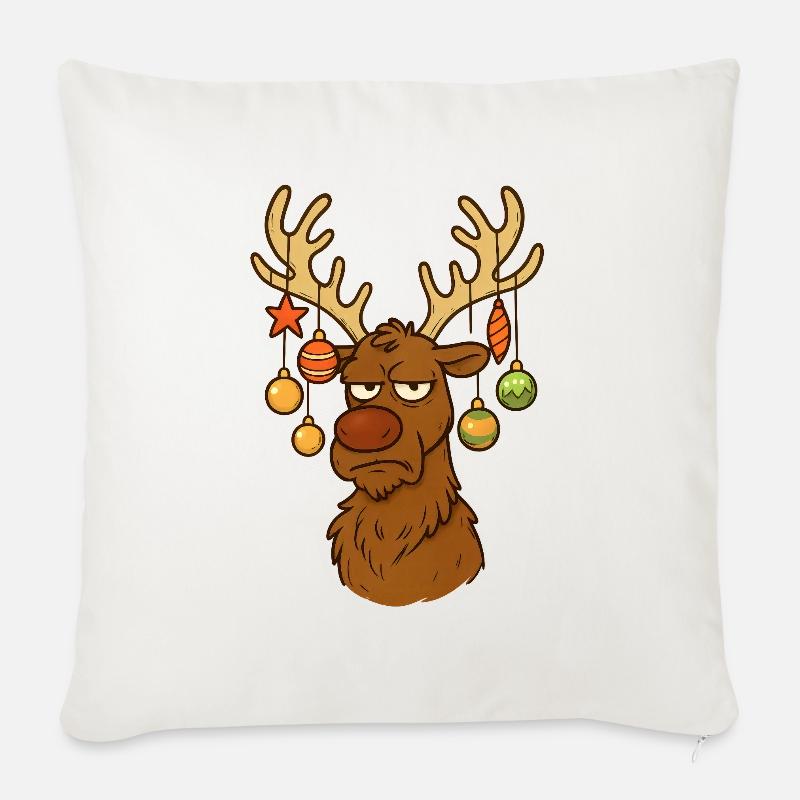 Rentier Hirsch Weihnachten - Sofakissenbezug 45 x 45 cm - Naturweiß
