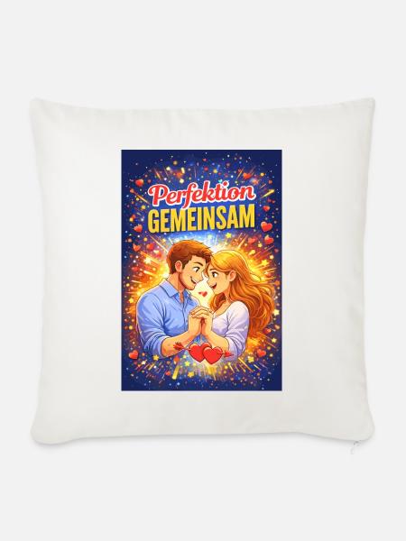 Perfektion Gemeinsam Pärchenliebe - Sofakissenbezug 45 x 45 cm - Naturweiß