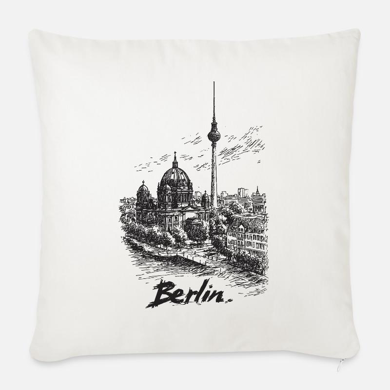 Berliner Skyline Silhouette - Sofakissenbezug 45 x 45 cm - Naturweiß