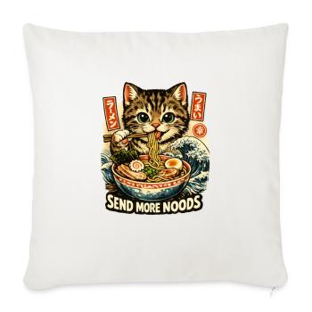 Ramen Nouilles, Amoureux des Chats, Kats Kawaii Rétro - Housse de coussin décorative 45 x 45 cm - blanc nature - Devant