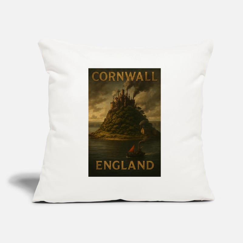 Cornwall Angleterre – Affiche de voyage Steampunk Housse de coussin décorative 45 x 45 cm