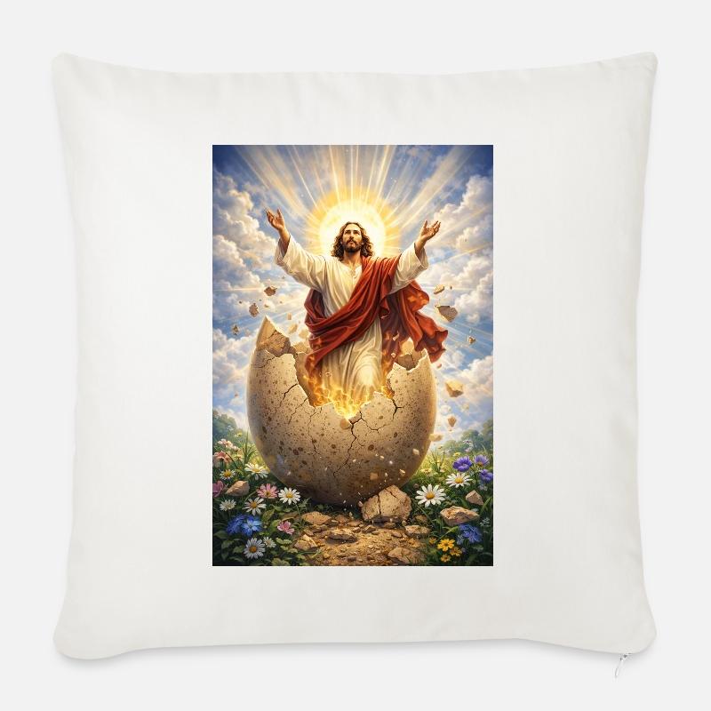 Resurrection from broken eggs - Sofa pillowcase 17,3'' x 17,3'' (45 x 45 cm) - natural white