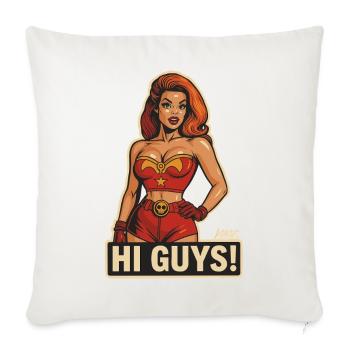 Hi Guys Retro Heroine  - Sofa pillowcase 17,3'' x 17,3'' (45 x 45 cm) - natural white - Front