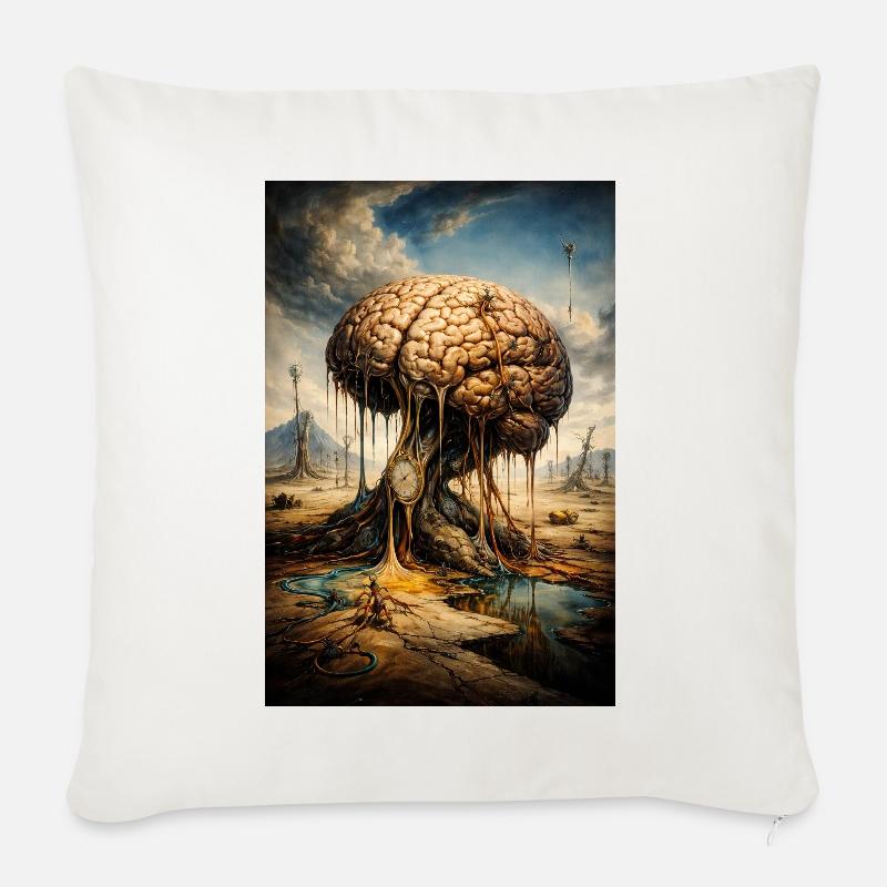 Arbre de la pensée fondant dans le désert - Housse de coussin décorative 45 x 45 cm - blanc nature