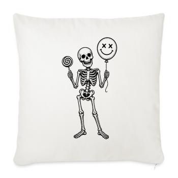 Squelette avec motif de ballon et de sucette - Housse de coussin décorative 45 x 45 cm - blanc nature - Devant