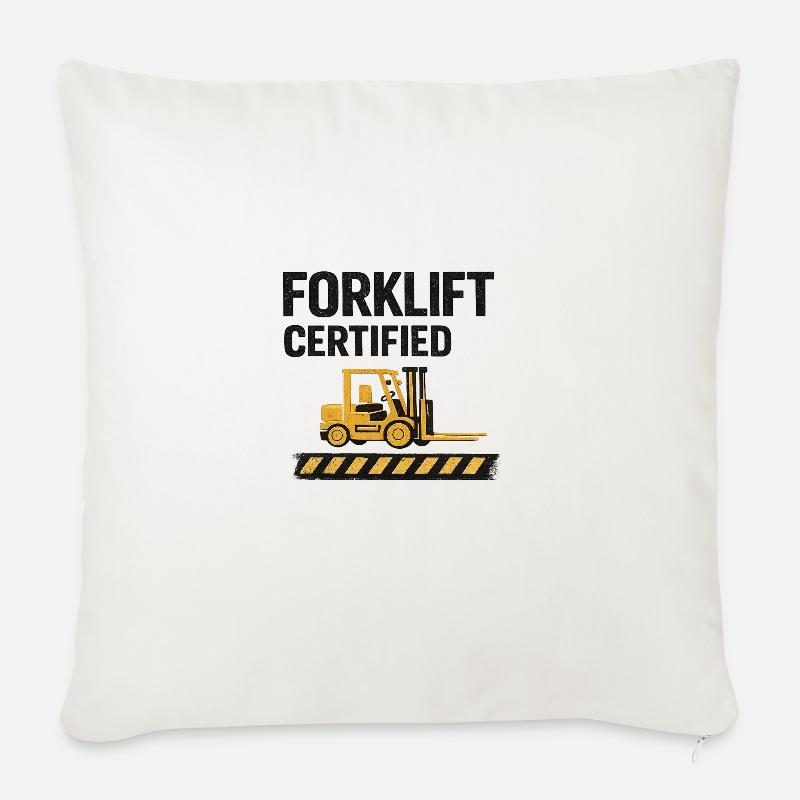 Gabelstapler Zertifiziert Motiv - Sofakissenbezug 45 x 45 cm - Naturweiß 
