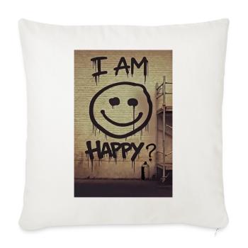 Je suis heureux ? Graffiti - Housse de coussin décorative 45 x 45 cm - blanc nature - Devant