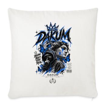 DAKUM Mystère d’Art de rue Bleu - Housse de coussin décorative 45 x 45 cm - blanc nature - Devant