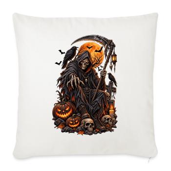 Dark Halloween Reaper Skull – Gotisches Horror-Design - Sofakissenbezug 45 x 45 cm - Naturweiß  - Vorne