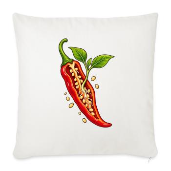 Roter Chili mit Samenakzent - Sofakissenbezug 45 x 45 cm - Naturweiß  - Vorne