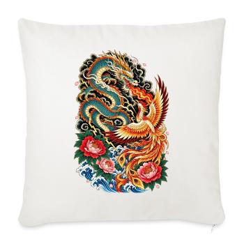 Drache und Phönix in Molten - Sofakissenbezug 45 x 45 cm - Naturweiß  - Vorne