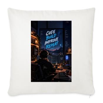 Code Build Improve Repeat Night Dev Studio - Sofakissenbezug 45 x 45 cm - Naturweiß  - Vorne