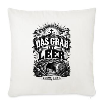 Das Grab ist leer – Jesus lebt - Sofakissenbezug 45 x 45 cm - Naturweiß  - Vorne
