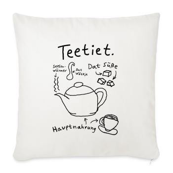 Teetiet Teezeit - Sofakissenbezug 45 x 45 cm - Naturweiß  - Vorne