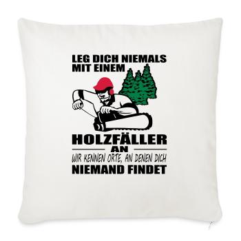 Holzfäller mit Motorsäge - Sofakissenbezug 45 x 45 cm - Naturweiß  - Vorne
