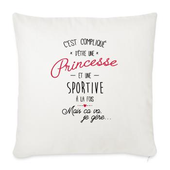 Princesse et sportive - Housse de coussin décorative 45 x 45 cm - blanc nature - Devant