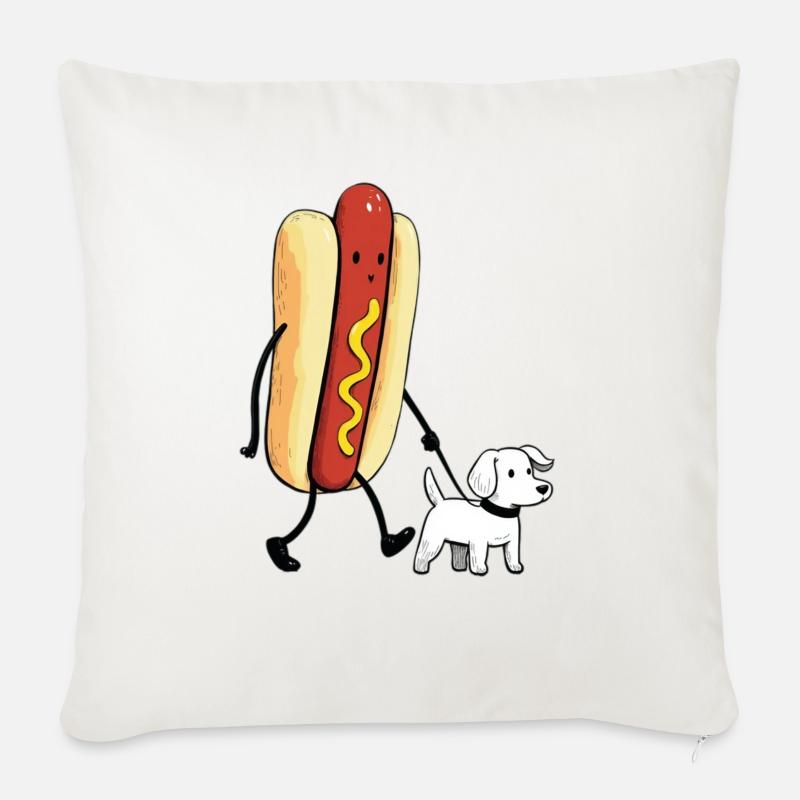 Deux chiens - Housse de coussin décorative 45 x 45 cm - blanc nature