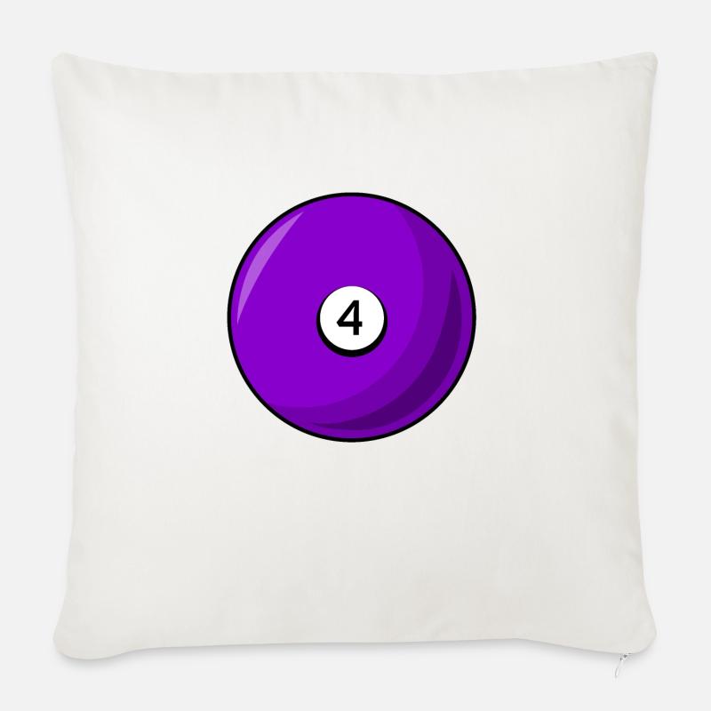 Boule de billard 4 violet Billard quatre - Housse de coussin décorative 45 x 45 cm - blanc nature