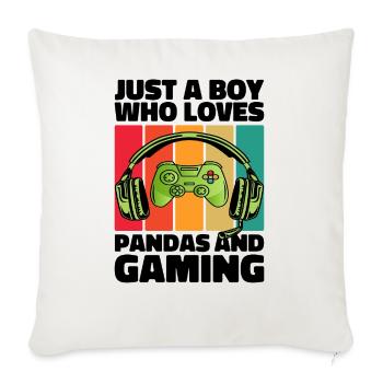 Gamer et Pandas : Jeux Vidéo et Aventure Douce - Housse de coussin décorative 45 x 45 cm - blanc nature - Devant