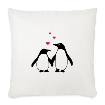 verliebte Pinguine - Sofakissenbezug 45 x 45 cm - Naturweiß  - Vorne