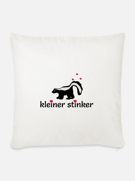 kleines Stinktier mit herzen - Sofakissenbezug 45 x 45 cm - Naturweiß