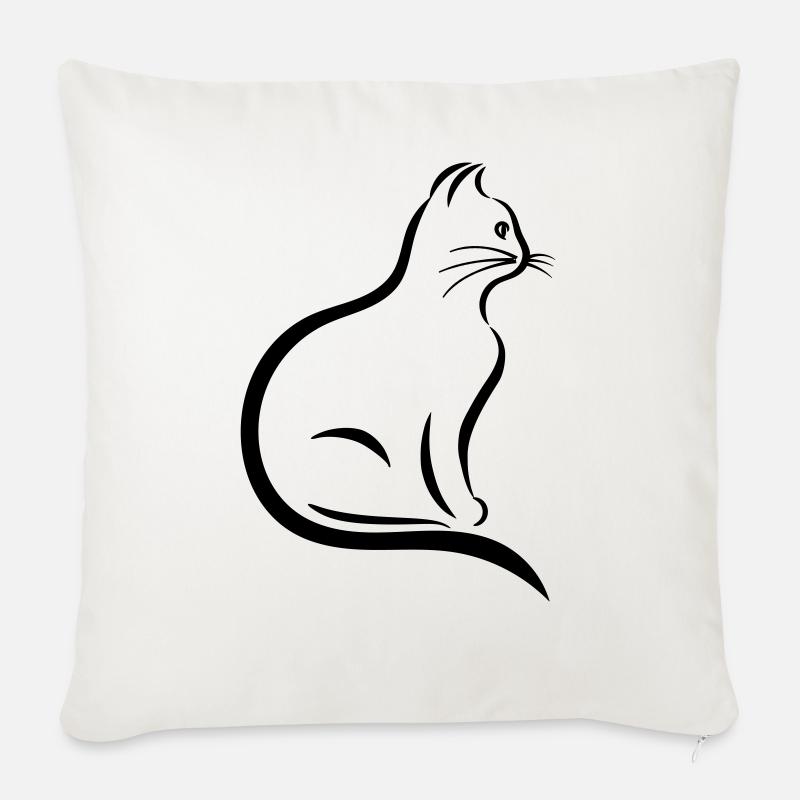 Katze süß umrisse - Sofakissenbezug 45 x 45 cm - Naturweiß 