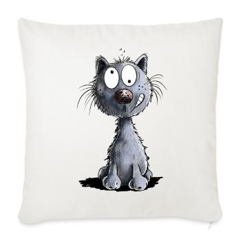 Funny Black Cat - Sofa pillowcase 17,3'' x 17,3'' (45 x 45 cm) - natural white - Front
