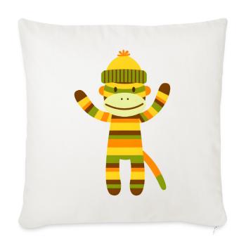 Drôle de singe en chaussette Singe rayé coloré - Housse de coussin décorative 45 x 45 cm - blanc nature - Devant