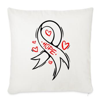 Boucle du cancer du cœur Hope - Housse de coussin décorative 45 x 45 cm - blanc nature - Devant