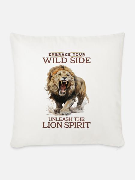 Löwe Löwenkopf Stark Wild Stolz Mutig Königlich - Sofakissenbezug 45 x 45 cm - Naturweiß