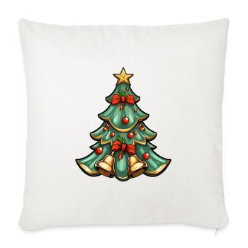 Christmas tree with 2 bells and red decoration - Sofa pillowcase 17,3'' x 17,3'' (45 x 45 cm) - natural white - Front