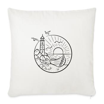 Boat and lighthouse - Sofa pillowcase 17,3'' x 17,3'' (45 x 45 cm) - natural white - Front