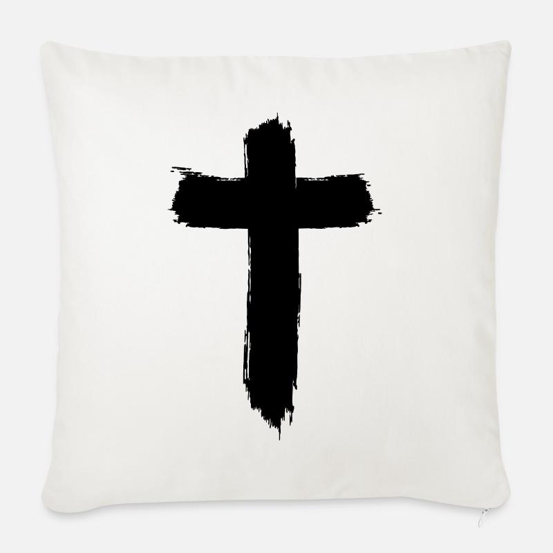 Kreuz Design im Graffiti-Style - Sofakissenbezug 45 x 45 cm - Naturweiß 