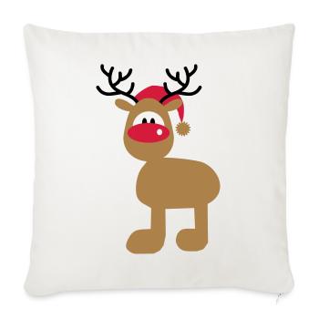 Orignal avec chapeau de Noël - Housse de coussin décorative 45 x 45 cm - blanc nature - Devant