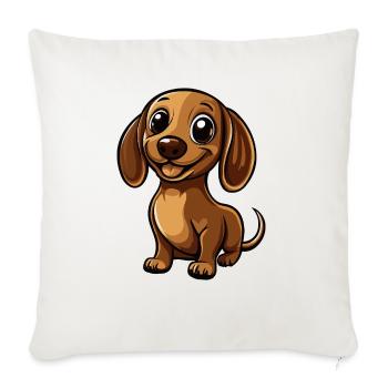 Teckel BadgerDog Bande dessinée Mignon - Housse de coussin décorative 45 x 45 cm - blanc nature - Devant