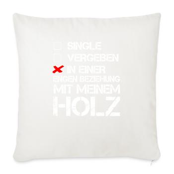 Beziehung Holz - Sofakissenbezug 45 x 45 cm - Naturweiß  - Vorne
