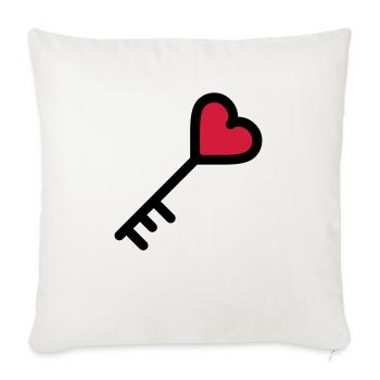 la clé du coeur de la Saint Valentin - Housse de coussin décorative 45 x 45 cm - blanc nature - Devant