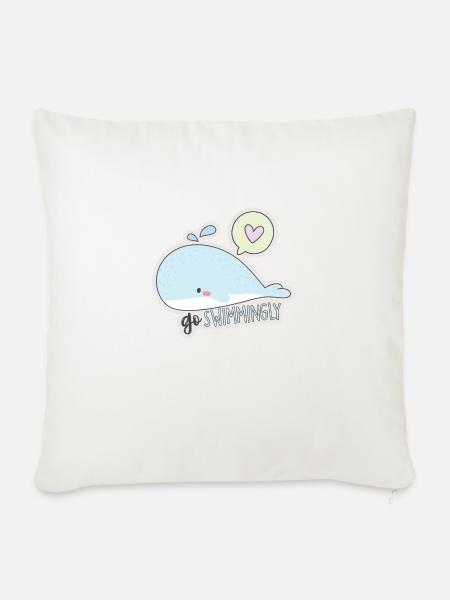 Wal Liebe Meer Sommer Geschenk schwimmen Urlaub - Sofakissenbezug 45 x 45 cm - Naturweiß