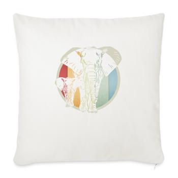 Éléphant rétro coloré - Housse de coussin décorative 45 x 45 cm - blanc nature - Devant