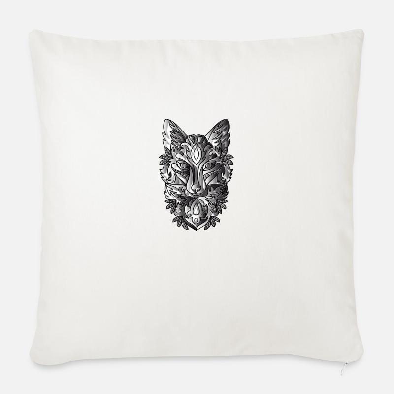 Fuchs Mit Schwarz Weiss Schattiernung - Sofakissenbezug 45 x 45 cm - Naturweiß 