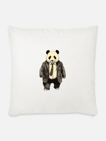 Executive Panda – Eleganz Trifft Auf Gefährdung - Sofakissenbezug 45 x 45 cm - Naturweiß