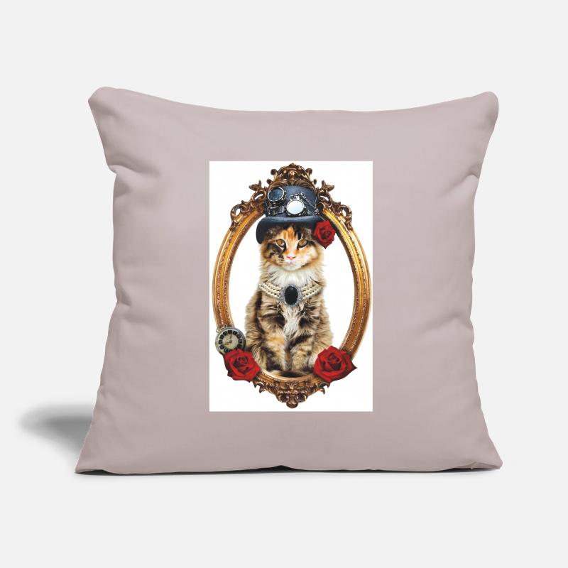 chat steampunk Housse de coussin décorative 45 x 45 cm