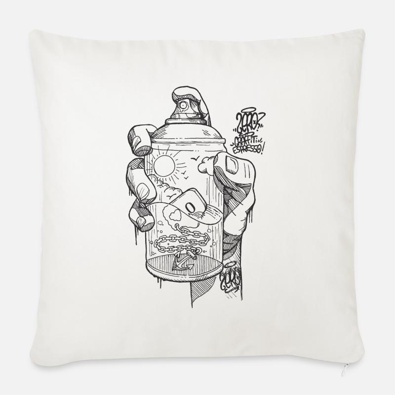hand spray ZERO bw - Housse de coussin décorative 45 x 45 cm - blanc nature