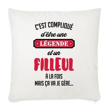 Filleul Filleule Baptême Parrain Marraine - Sofa pillowcase 17,3'' x 17,3'' (45 x 45 cm) - natural white - Front