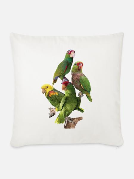 Papageien aus dem Amazonas - Sofakissenbezug 45 x 45 cm - Naturweiß 